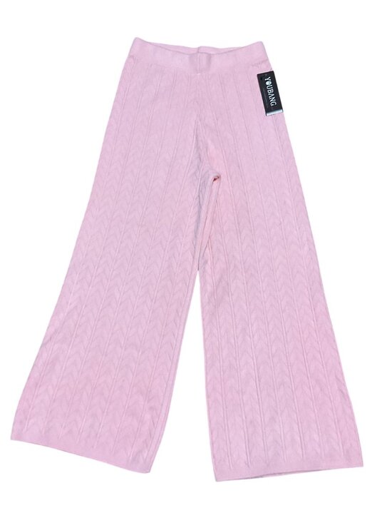 Youbang Pants - NWT Youbang Wide Leg Pink Knit Pants Sz M Chevron Pattern Sweater Pants Womens